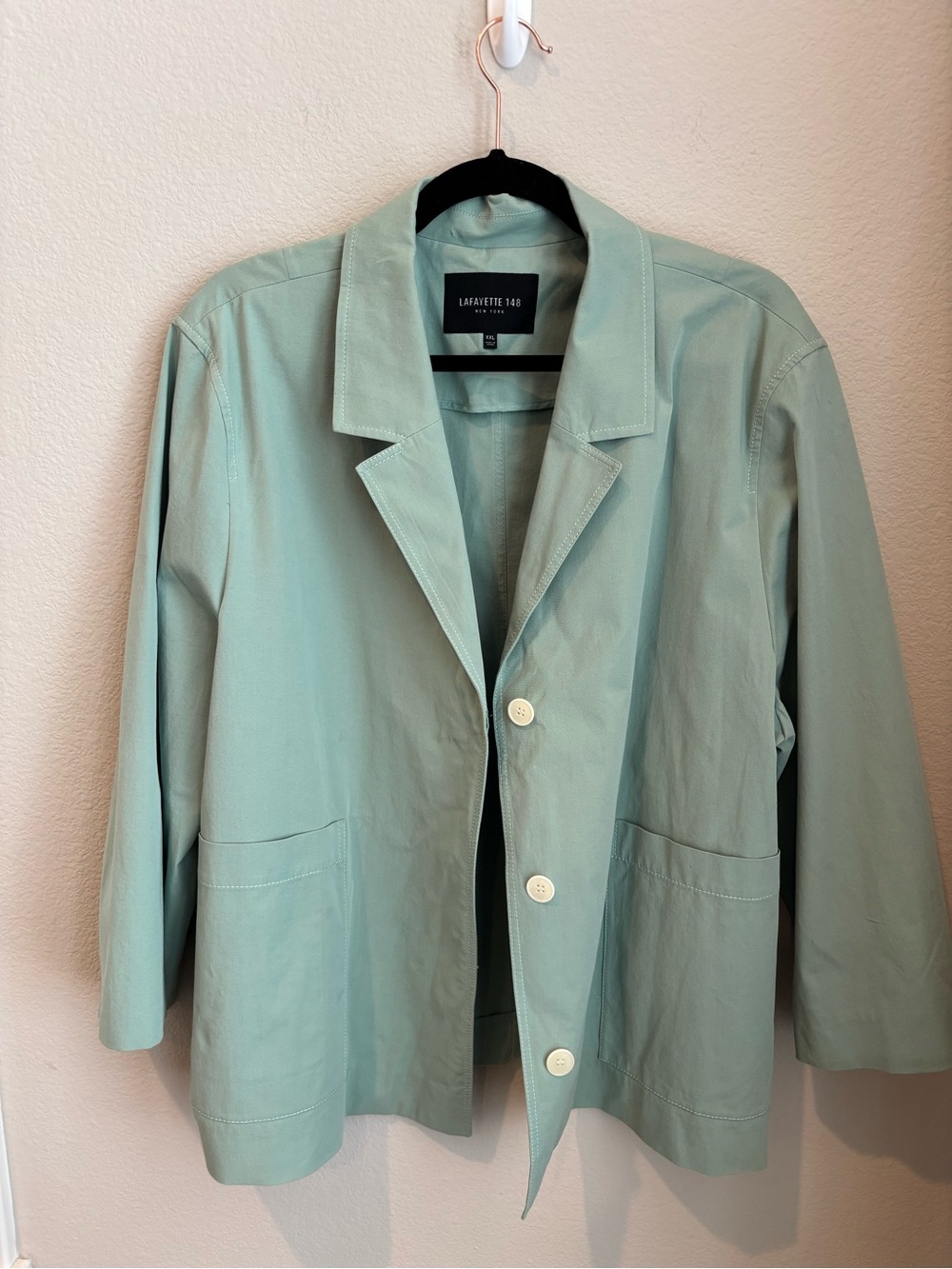 Lafayette 148 New York Seafoam Green Lightweight Cotton Jacket